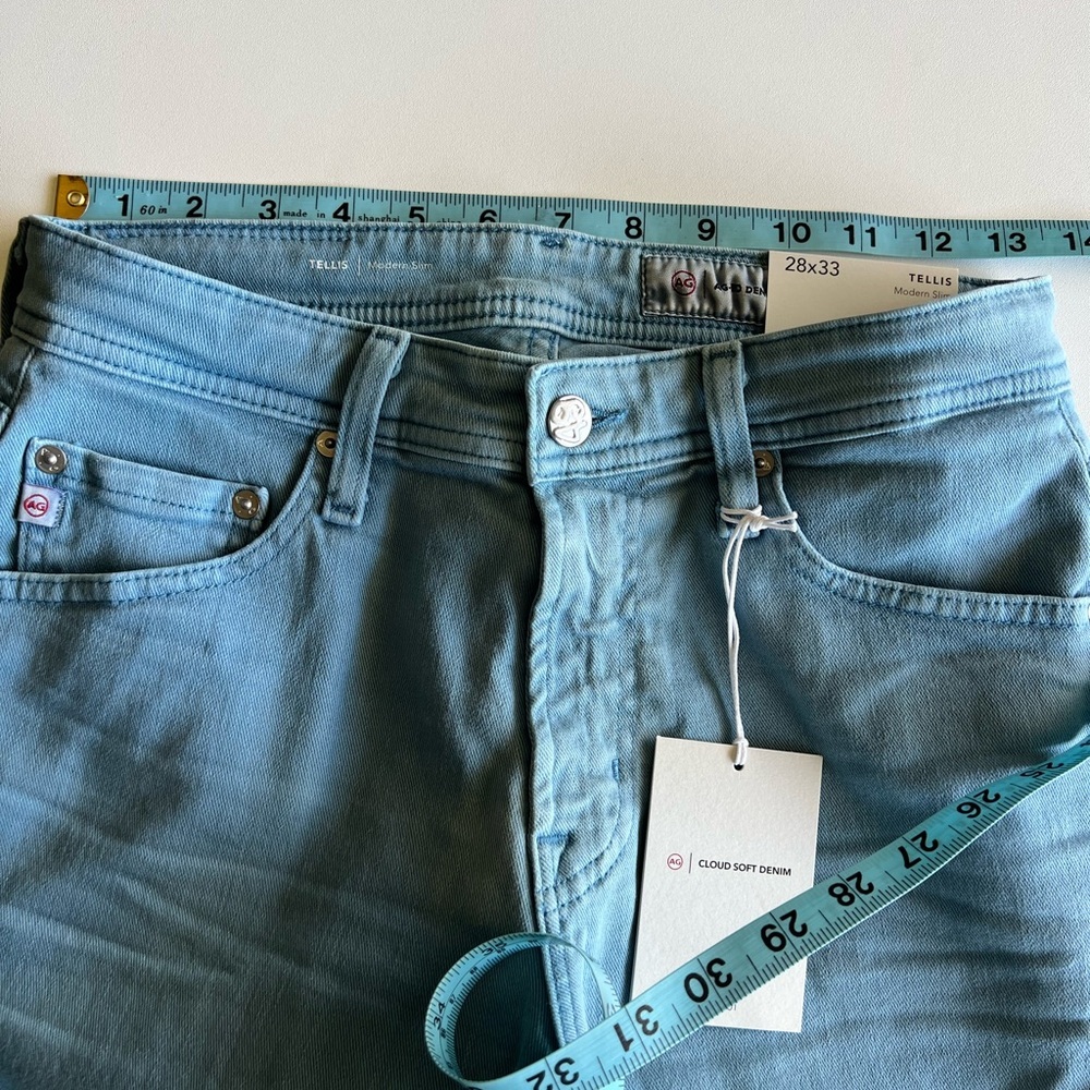 Ag Adriano Goldschmied Men’s Light Blue Slim Straight Jeans factory white spots - Picture 7 of 12